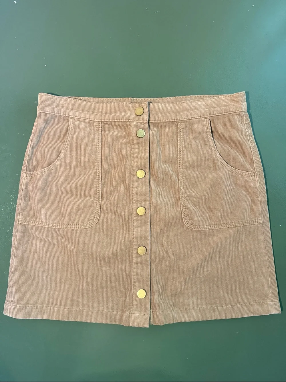 Tory Burch Tan Button-Front Corduroy Mini Skirt